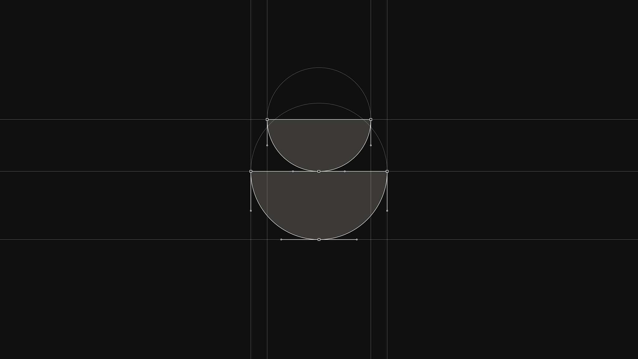 Good Cup logo mark constructed on a geometric grid of circles and guide lines