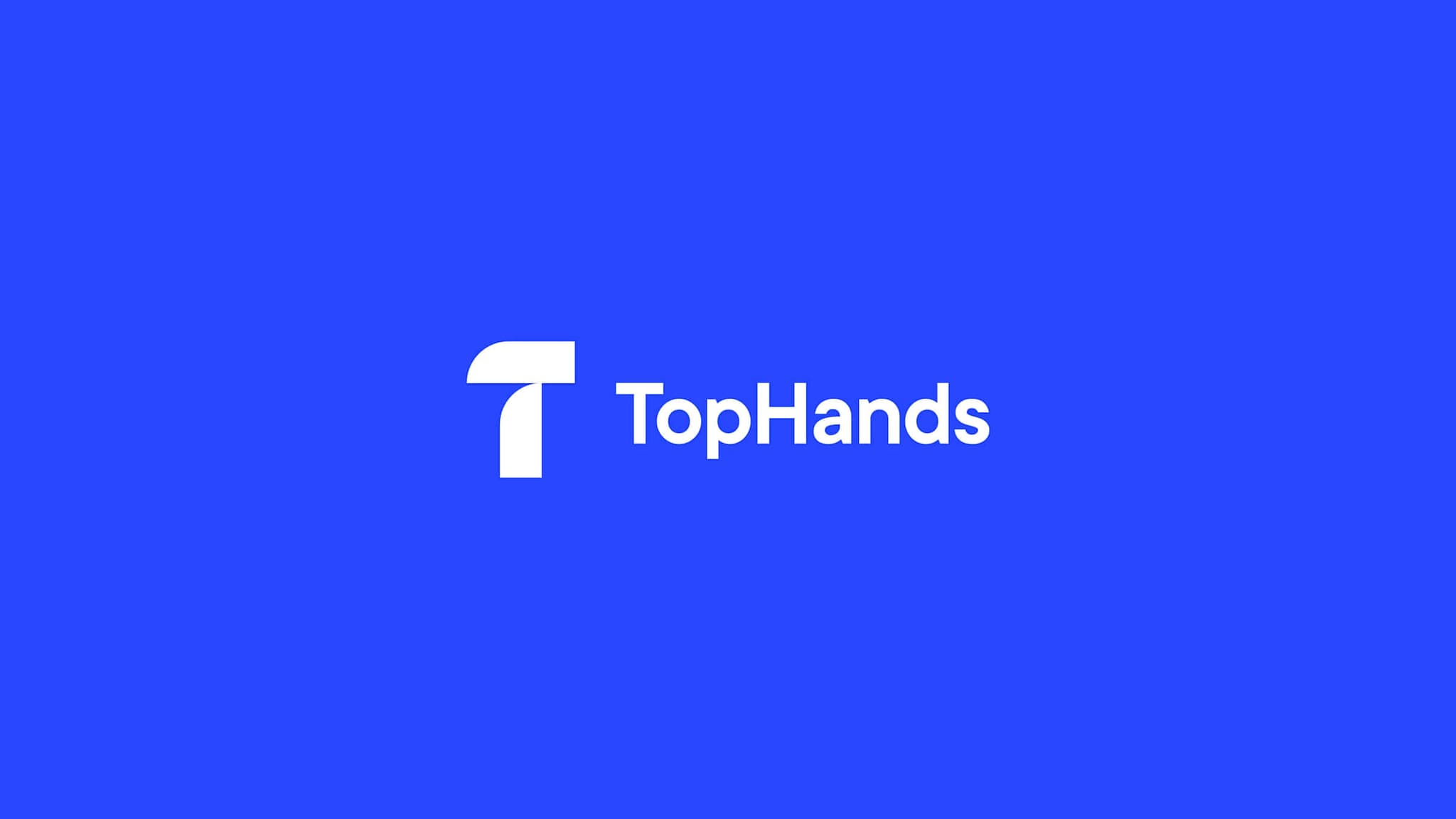 TopHands logo and wordmark in white on bright blue