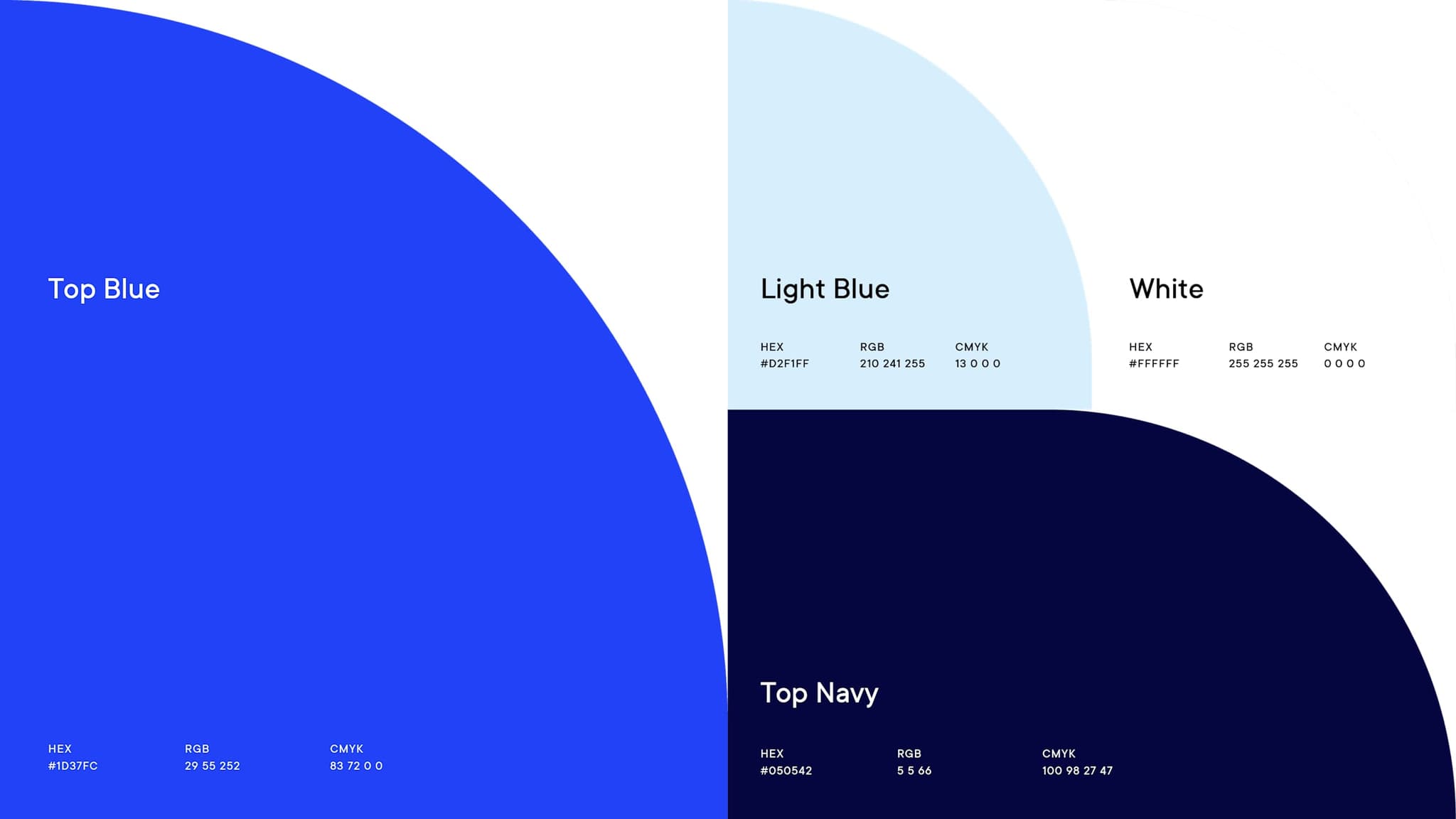 TopHands colour palette: Top Blue, Light Blue, White and Top Navy